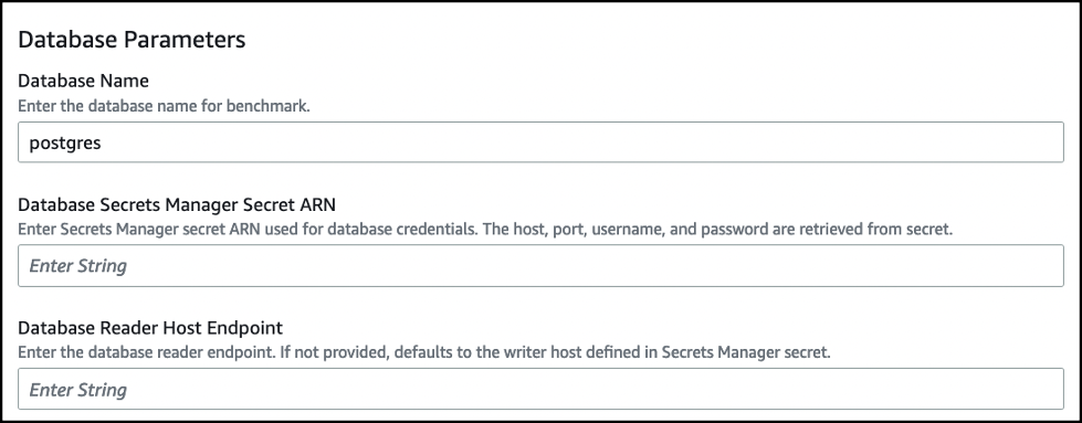 Database Parameters Fields