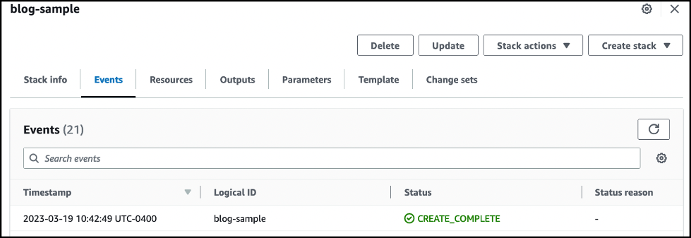 CloudFormation Events List