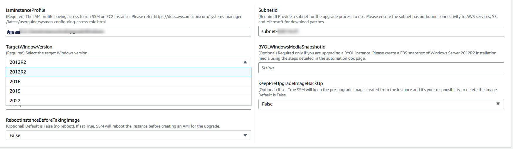 Windows in-place upgrade parameters