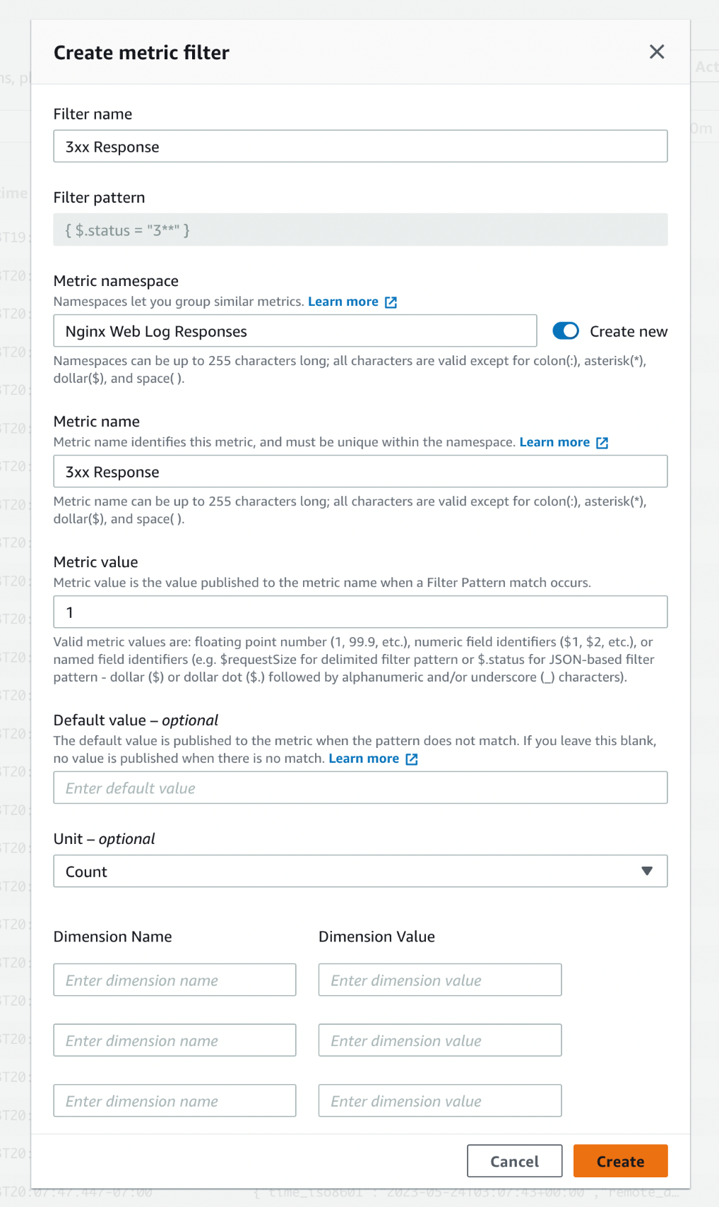 Create a Metric Filter 