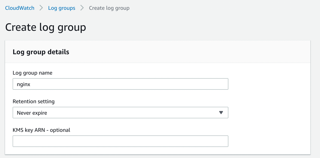 Create log group