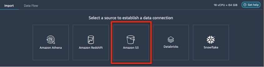 Choose S3 data connection