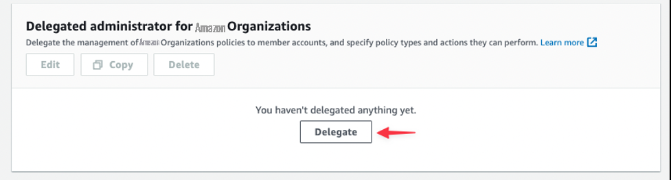 Delegated administrator for AWS Organizations